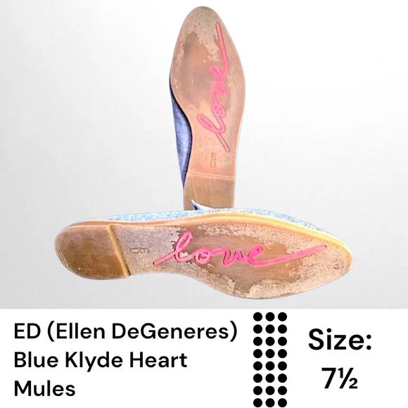 Ellen Degeneres Blue Klyde Heart Mules - Picture 5 of 7